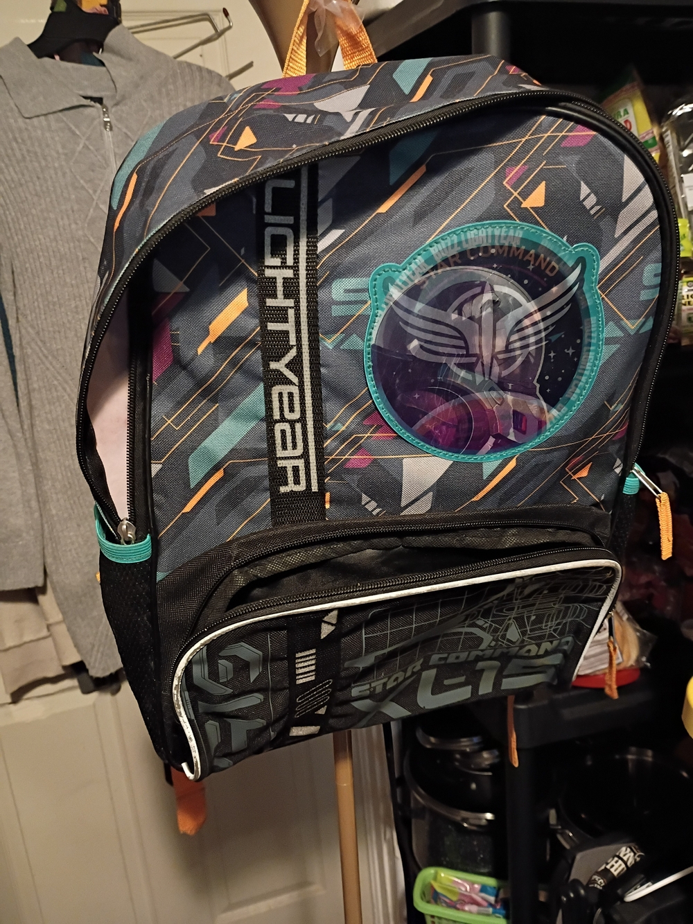 Graphic Kids Backpack in Navy with Teal Accents